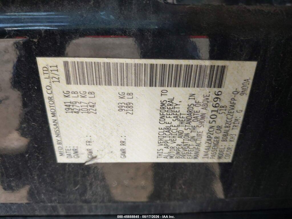 1N4AL2AP2CN501696 2012 NISSAN ALTIMA photo no. 9