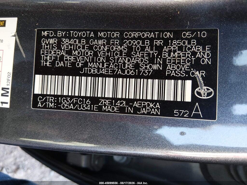 JTDBU4EE7AJ061737 2010 TOYOTA COROLLA photo no. 9