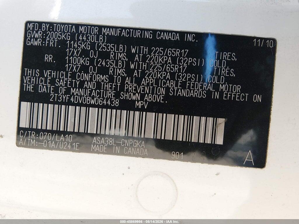 2T3YF4DV0BW064438 2011 TOYOTA RAV4 photo no. 9