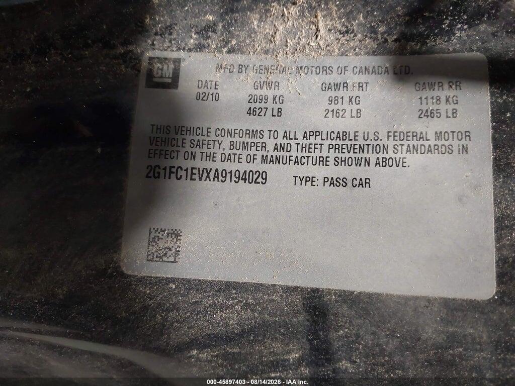 2G1FC1EVXA9194029 2010 CHEVROLET CAMARO photo no. 9