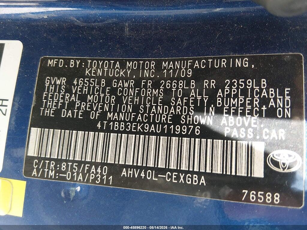 4T1BB3EK9AU119976 2010 TOYOTA CAMRY HYBRID photo no. 9