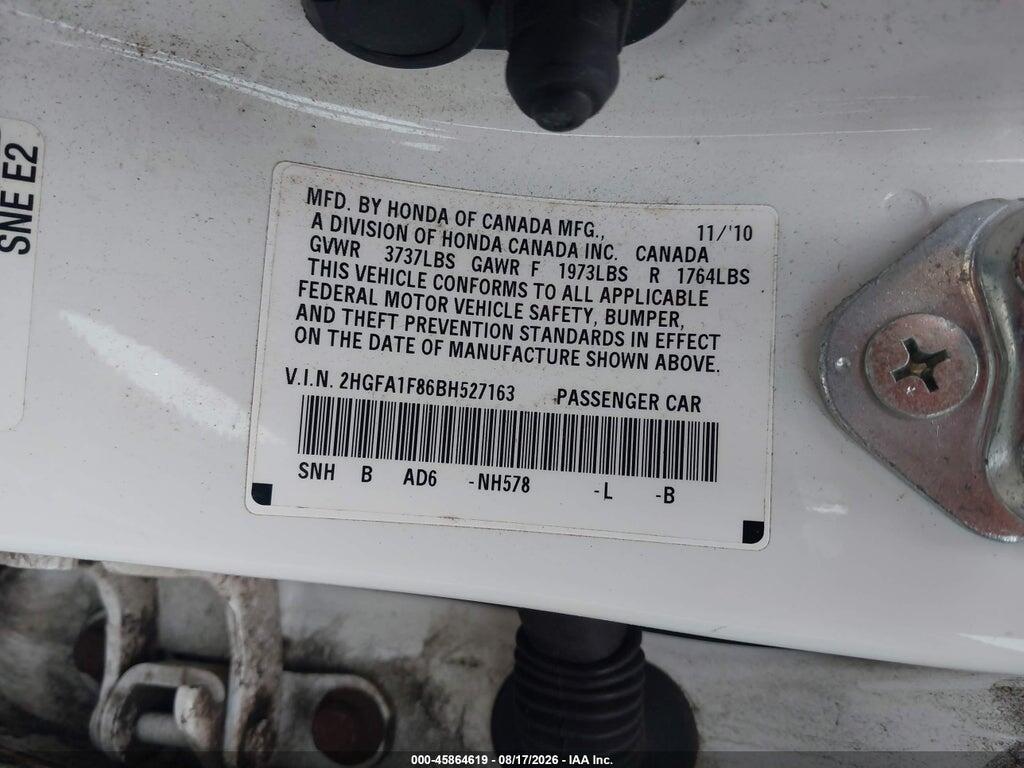 2HGFA1F86BH527163 2011 HONDA CIVIC photo no. 9
