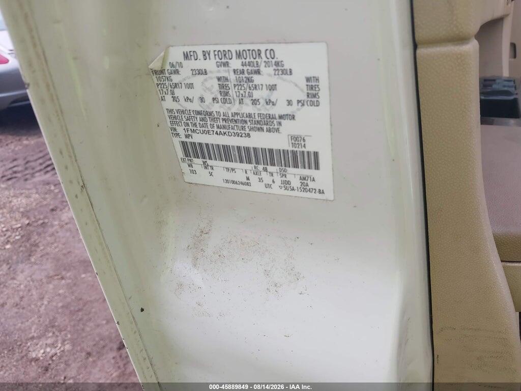 1FMCU0E74AKD39238 2010 FORD ESCAPE photo no. 9