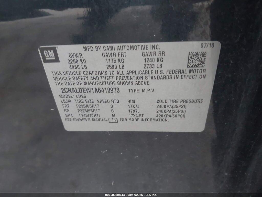 2CNALDEW1A6410973 2010 CHEVROLET EQUINOX photo no. 9