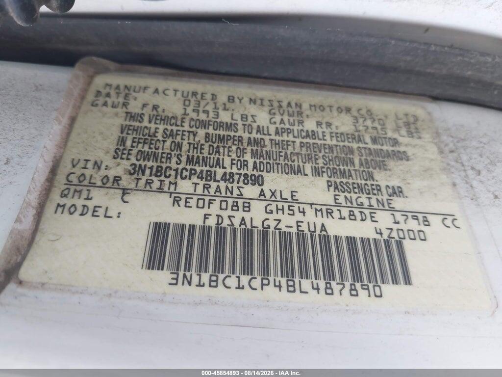 3N1BC1CP4BL487890 2011 NISSAN VERSA photo no. 9