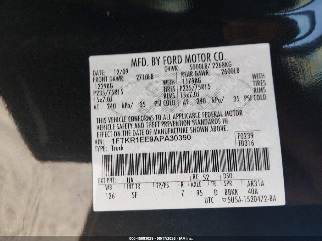 1FTKR1EE9APA30390 2010 FORD RANGER photo no. 9