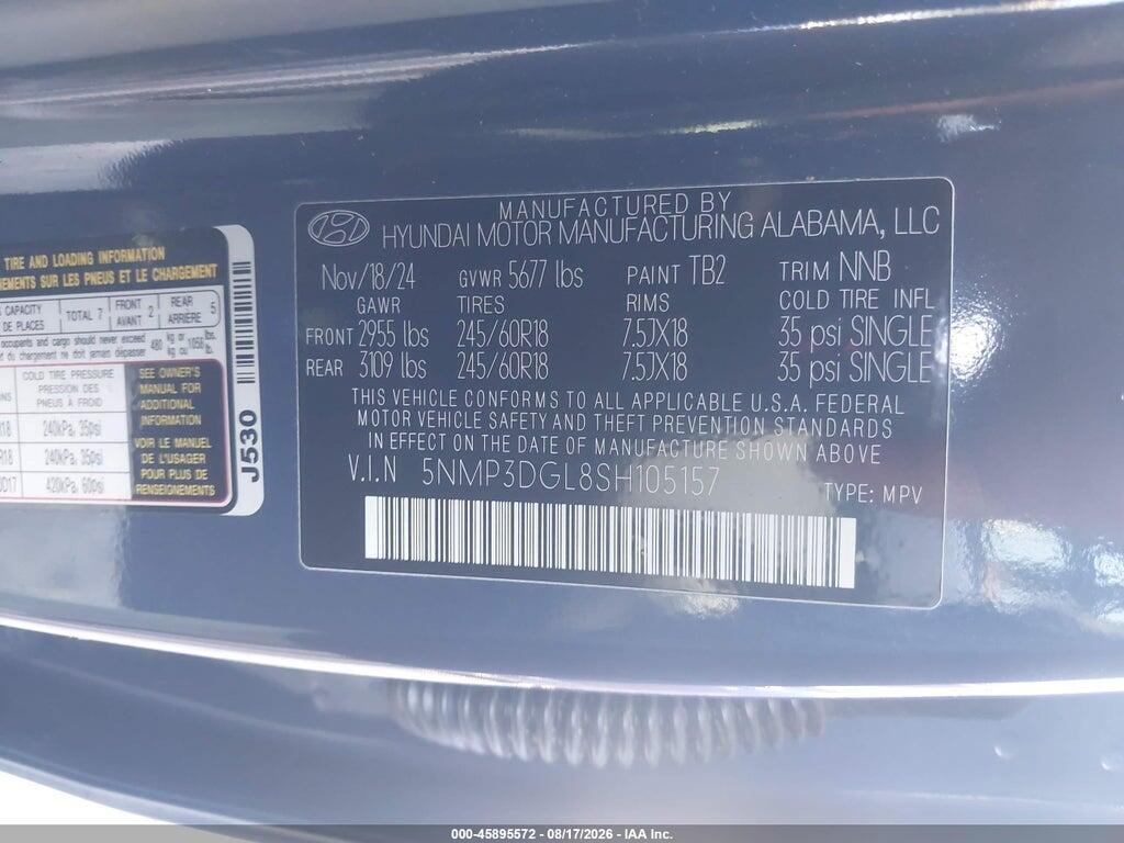 5NMP3DGL8SH105157 2025 HYUNDAI SANTA FE photo no. 9