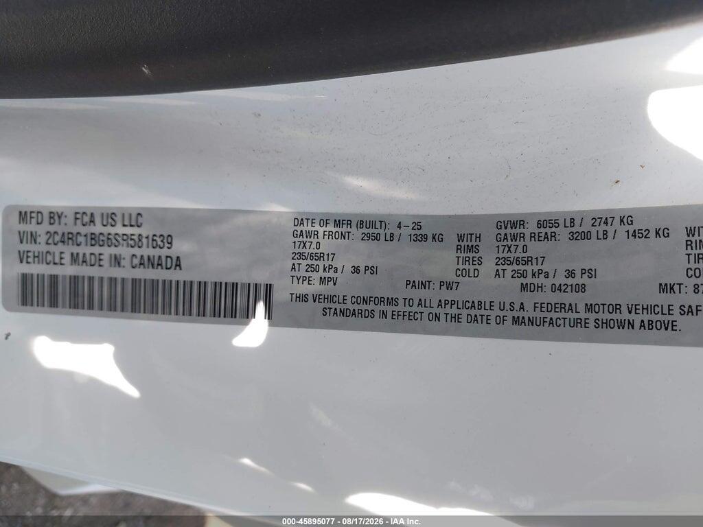 2C4RC1BG6SR581639 2025 CHRYSLER PACIFICA photo no. 9