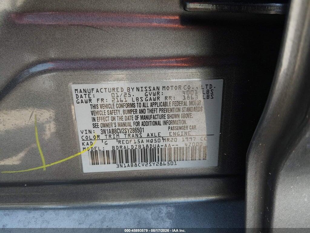 3N1AB8CV2SY286501 2025 NISSAN SENTRA photo no. 9