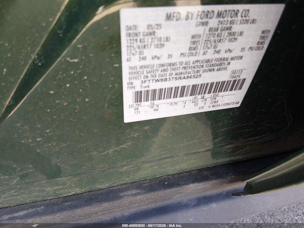 3FTTW8B37SRA86525 2025 FORD MAVERICK photo no. 9
