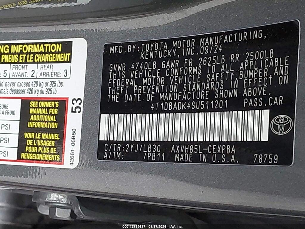 4T1DBADK4SU511201 2025 TOYOTA CAMRY photo no. 9