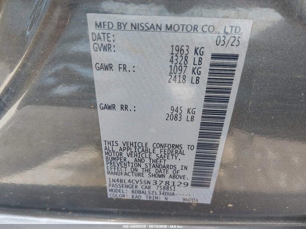 1N4BL4CV5SN378129 2025 NISSAN ALTIMA photo no. 9