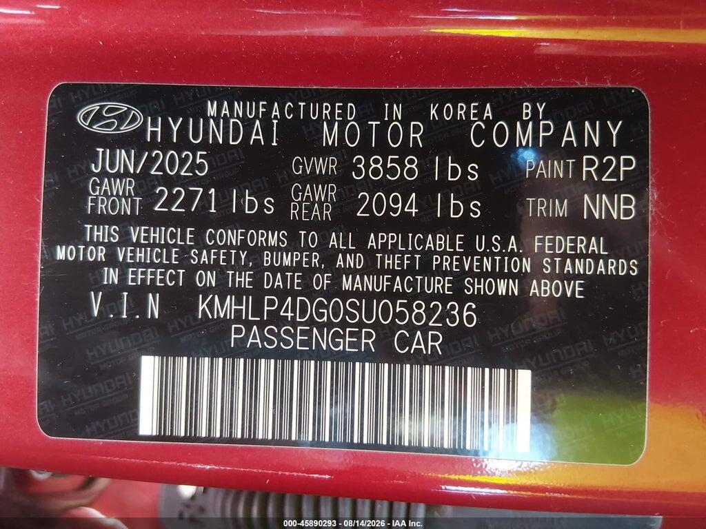 KMHLP4DG0SU058236 2025 HYUNDAI ELANTRA photo no. 9