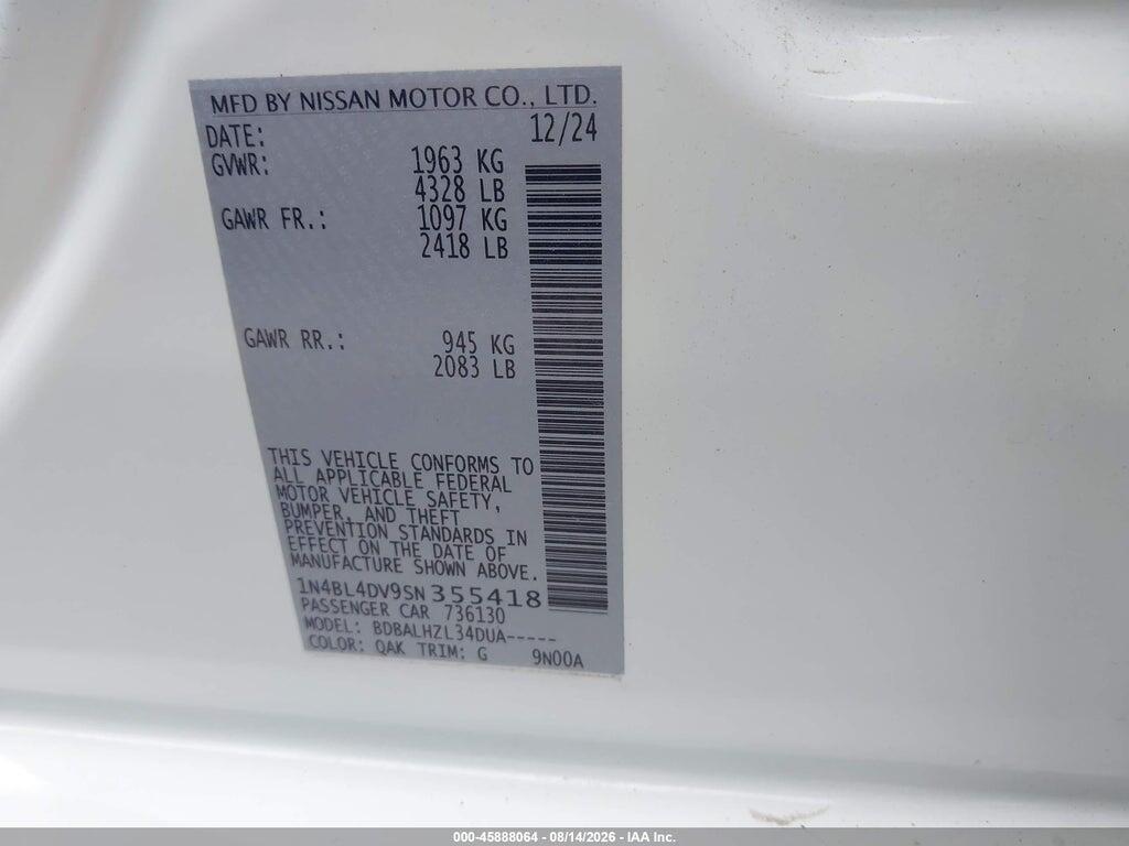 1N4BL4DV9SN355418 2025 NISSAN ALTIMA photo no. 9