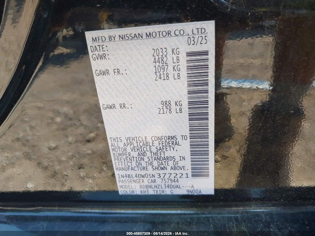 1N4BL4DW0SN377221 2025 NISSAN ALTIMA photo no. 9