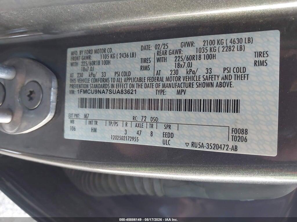 1FMCU9NA7SUA83621 2025 FORD ESCAPE photo no. 9