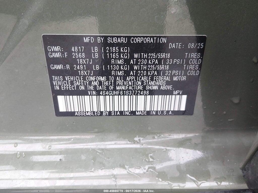 4S4GUHF61S3772498 2025 SUBARU CROSSTREK photo no. 9