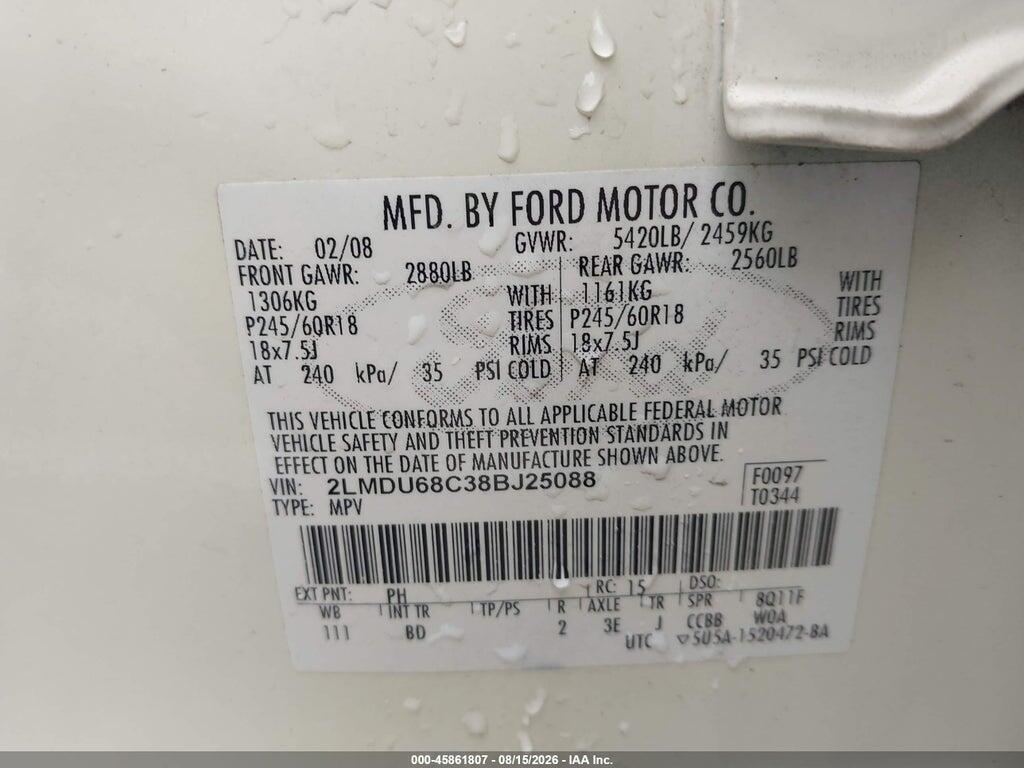 2LMDU68C38BJ25088 2008 LINCOLN MKX photo no. 9
