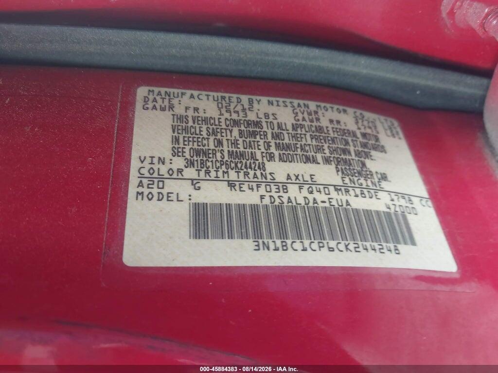 3N1BC1CP6CK244248 2012 NISSAN VERSA photo no. 9