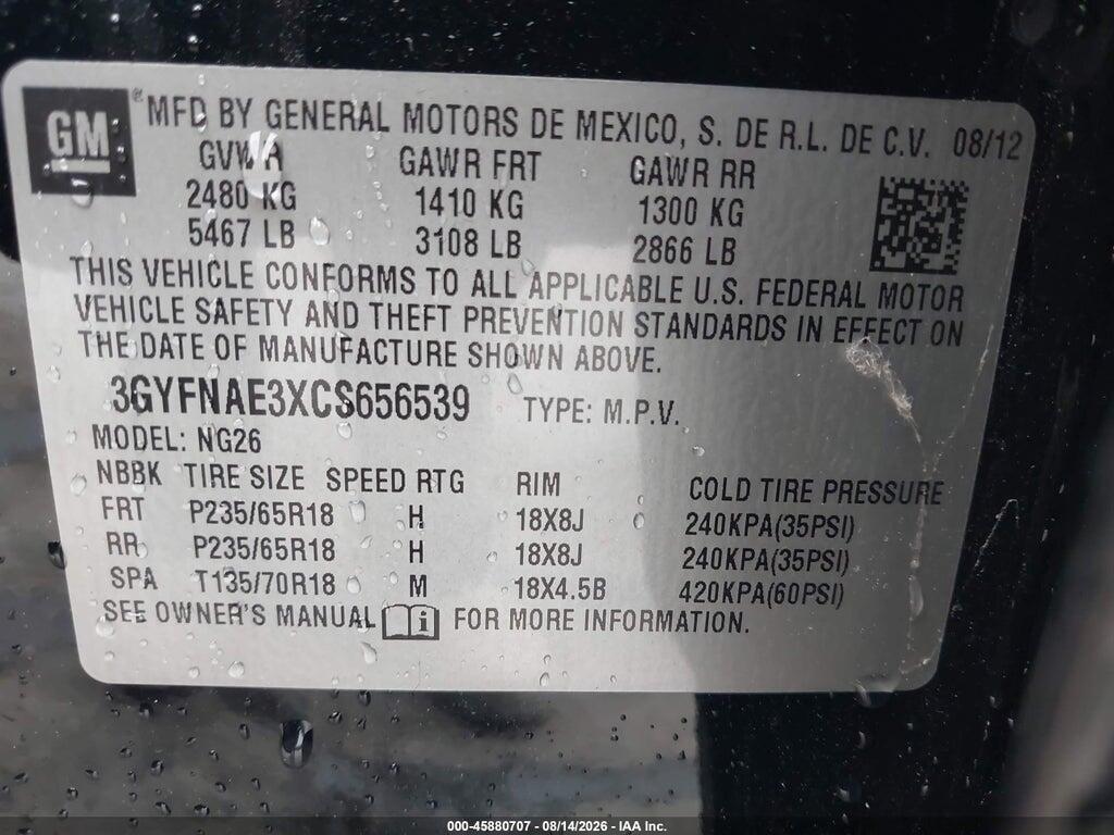 3GYFNAE3XCS656539 2012 CADILLAC SRX photo no. 9