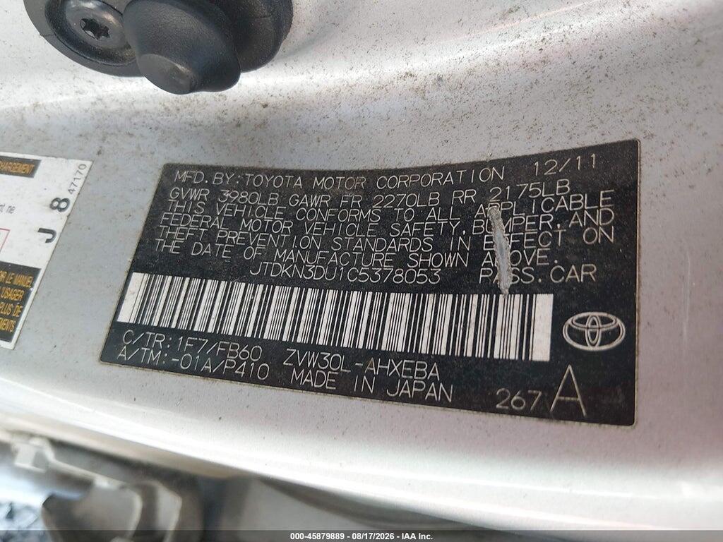 JTDKN3DU1C5378053 2012 TOYOTA PRIUS photo no. 9