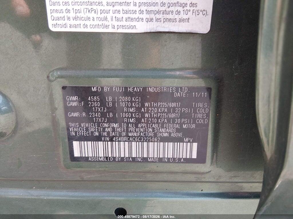 4S4BRCAC6C3225062 2012 SUBARU OUTBACK photo no. 9