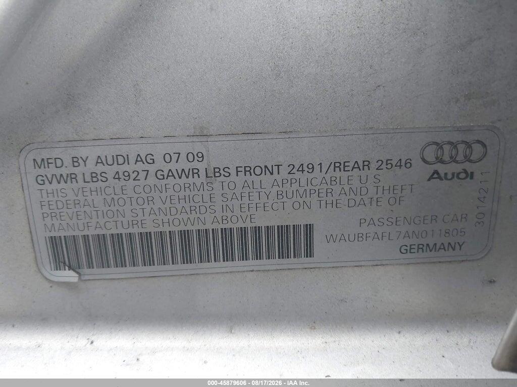 WAUBFAFL7AN011805 2010 AUDI A4 photo no. 9