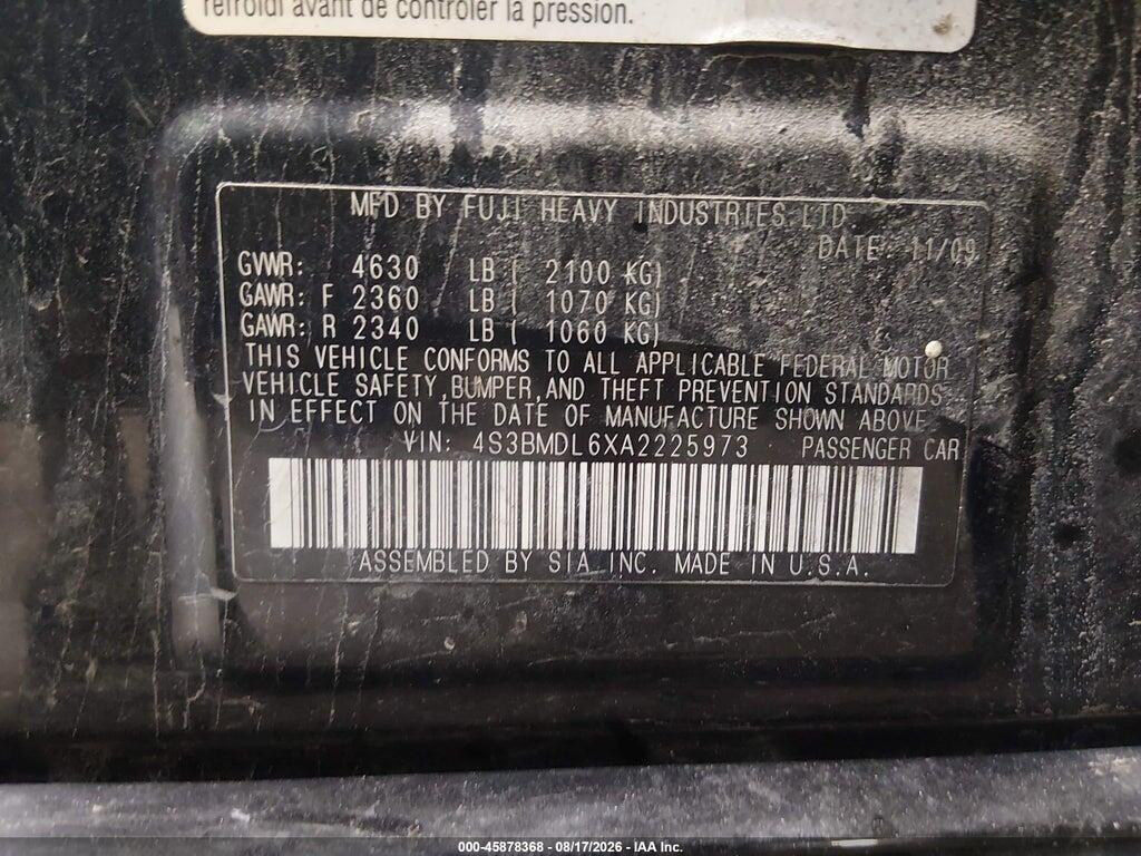 4S3BMDL6XA2225973 2010 SUBARU LEGACY photo no. 9