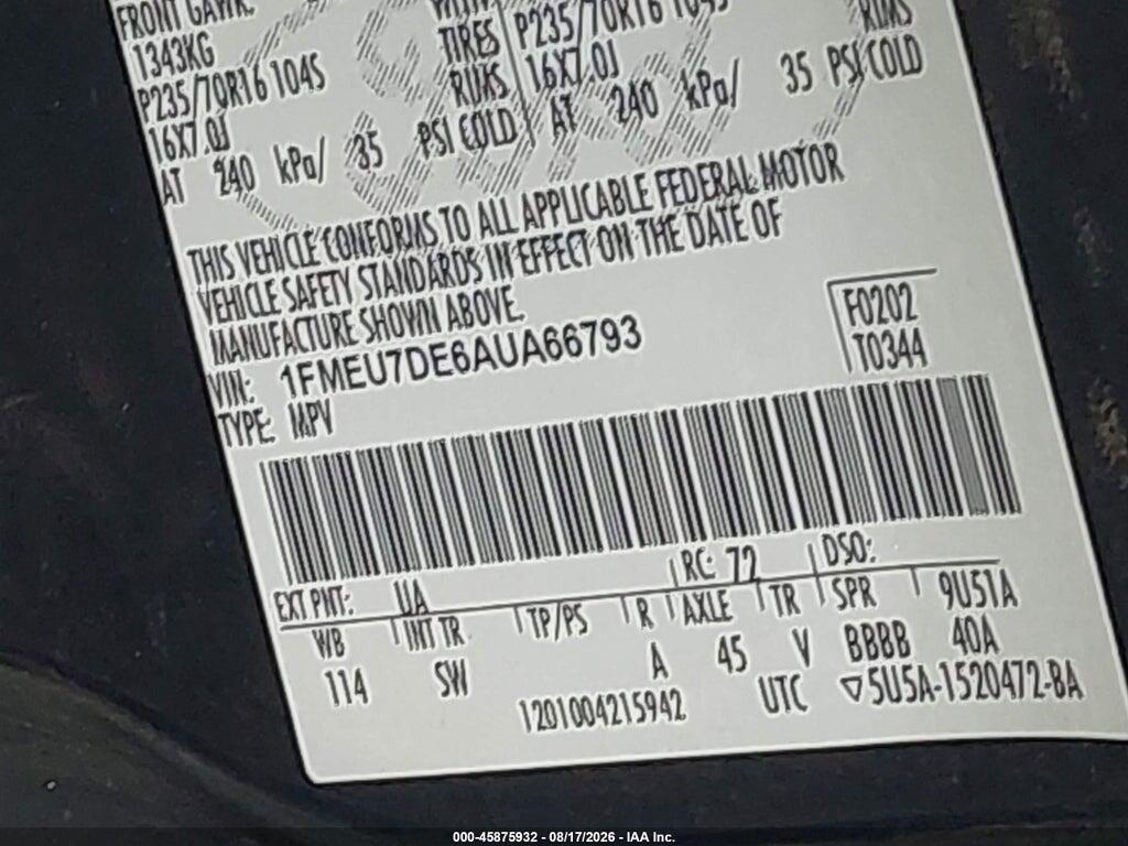 1FMEU7DE6AUA66793 2010 FORD EXPLORER photo no. 9