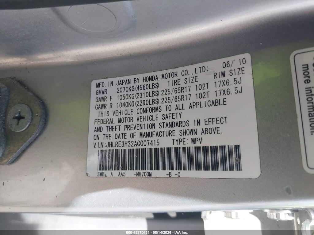 JHLRE3H32AC007415 2010 HONDA CR-V photo no. 9