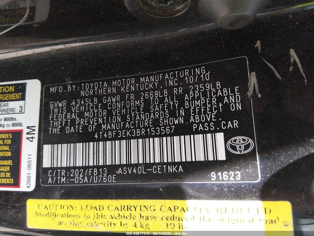 4T4BF3EK3BR153567 2011 TOYOTA CAMRY photo no. 9