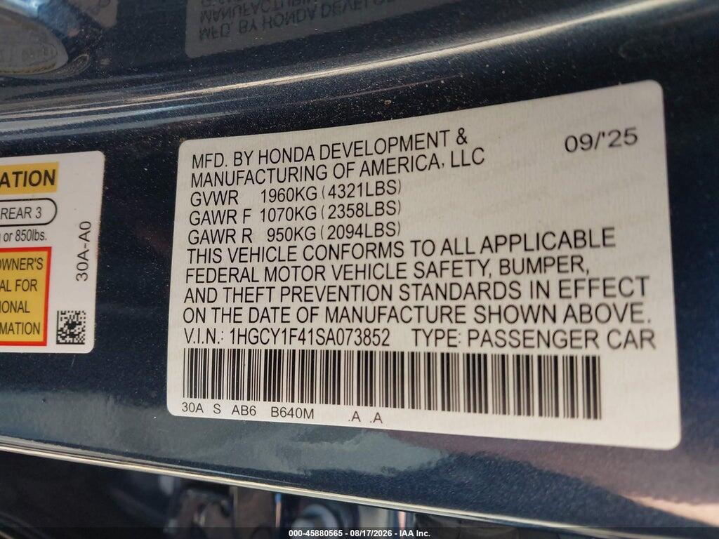 1HGCY1F41SA073852 2025 HONDA ACCORD photo no. 9