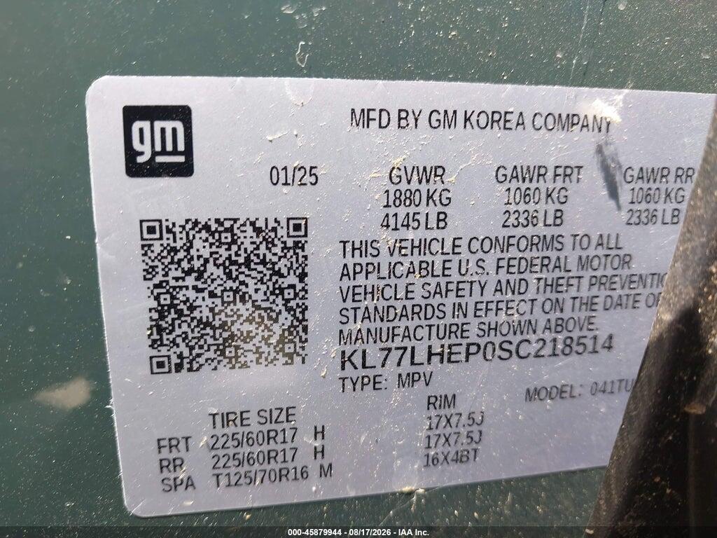 KL77LHEP0SC218514 2025 CHEVROLET TRAX photo no. 9