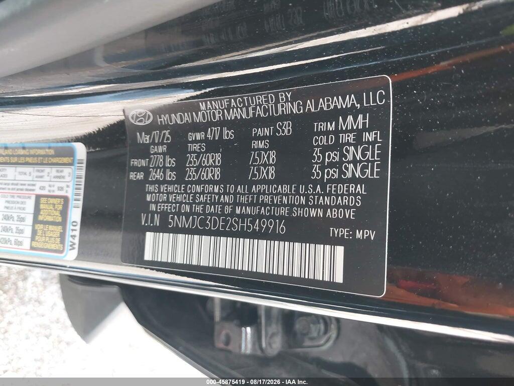 5NMJC3DE2SH549916 2025 HYUNDAI TUCSON photo no. 9
