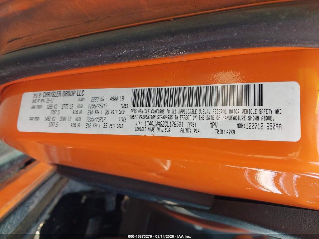 1C4AJWAG2CL176521 2012 JEEP WRANGLER photo no. 9