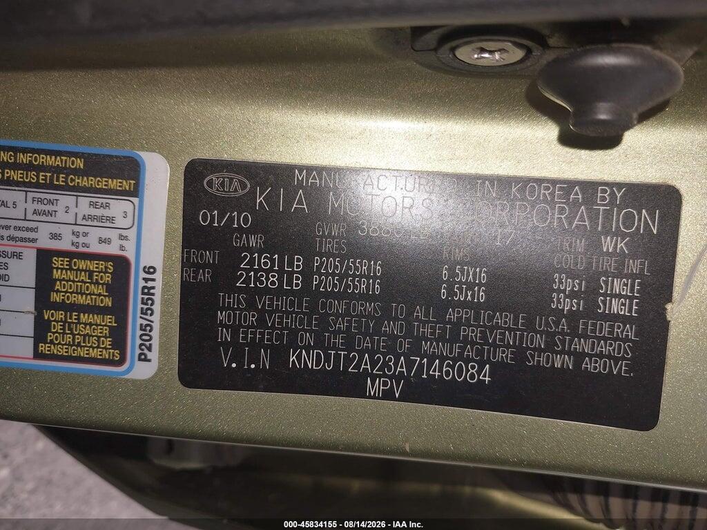 KNDJT2A23A7146084 2010 KIA SOUL photo no. 9