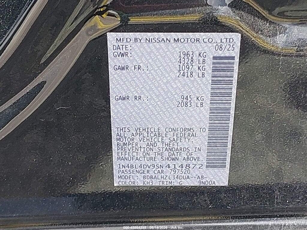 1N4BL4DV9SN414872 2025 NISSAN ALTIMA photo no. 9