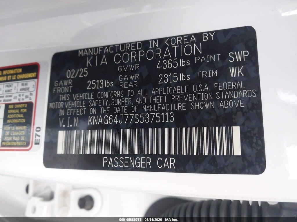 KNAG64J77S5375113 2025 KIA K5 photo no. 9