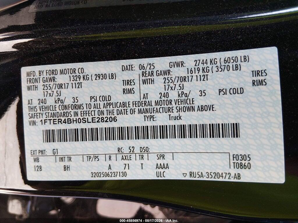 1FTER4BH0SLE28206 2025 FORD RANGER photo no. 9