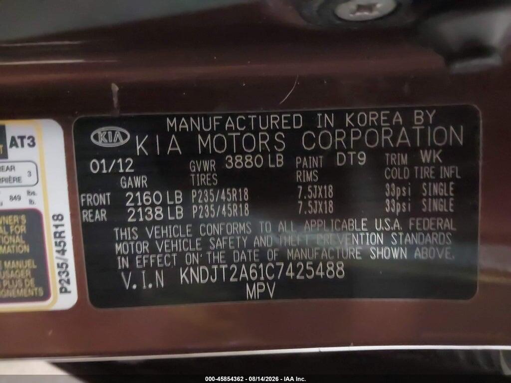 KNDJT2A61C7425488 2012 KIA SOUL photo no. 9