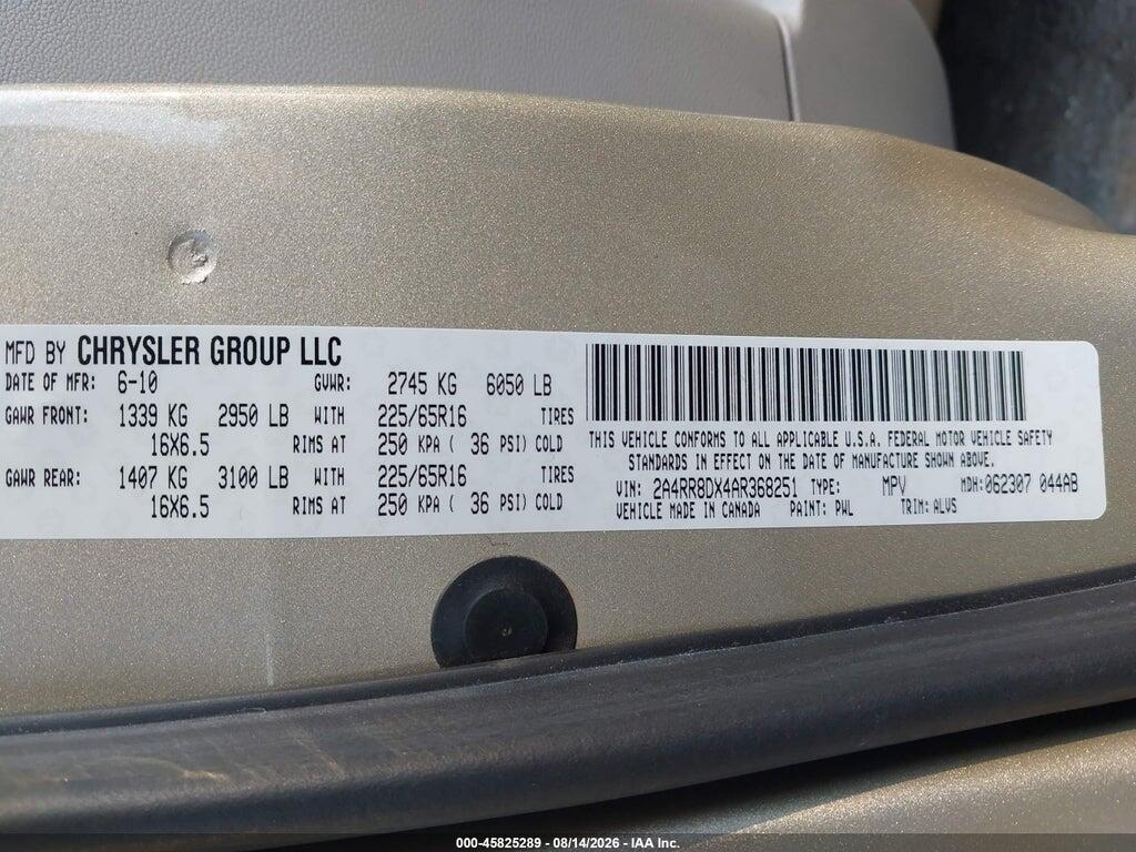2A4RR8DX4AR368251 2010 CHRYSLER TOWN & COUNTRY photo no. 9