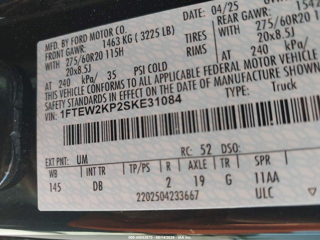 1FTEW2KP2SKE31084 2025 FORD F-150 photo no. 9