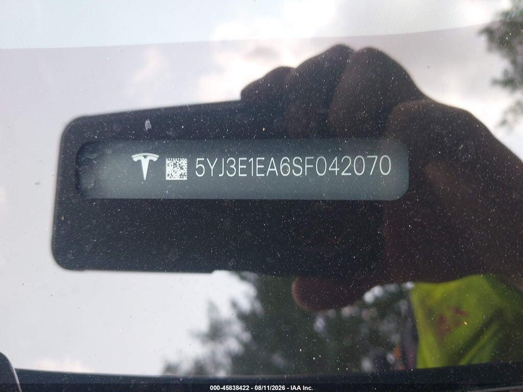 5YJ3E1EA6SF042070 2025 TESLA MODEL 3 photo no. 9