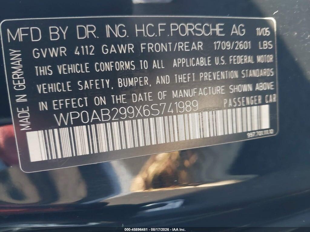 WP0AB299X6S741989 2006 PORSCHE 911 photo no. 9