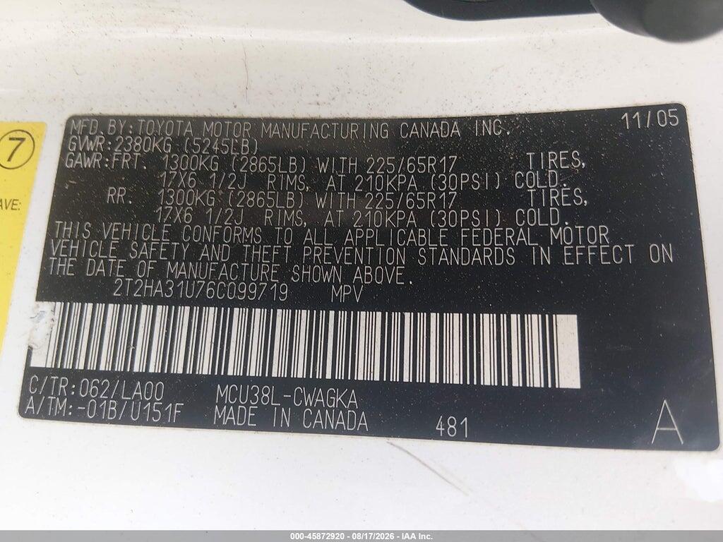 2T2HA31U76C099719 2006 LEXUS RX 330 photo no. 9