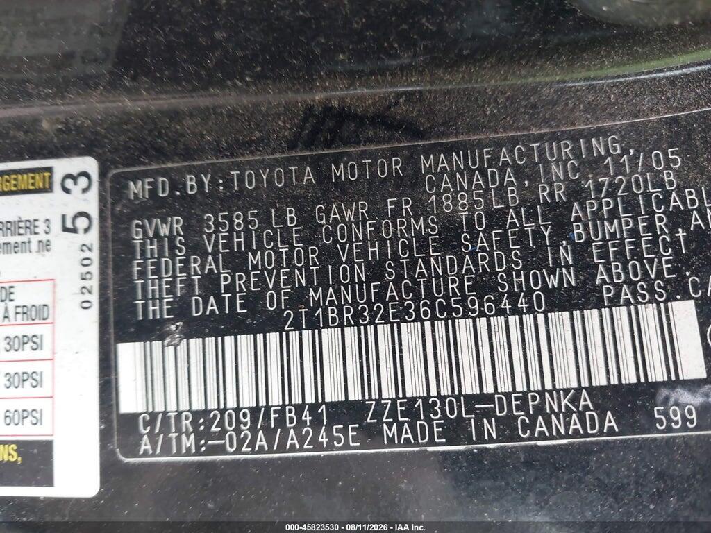 2T1BR32E36C596440 2006 TOYOTA COROLLA photo no. 9