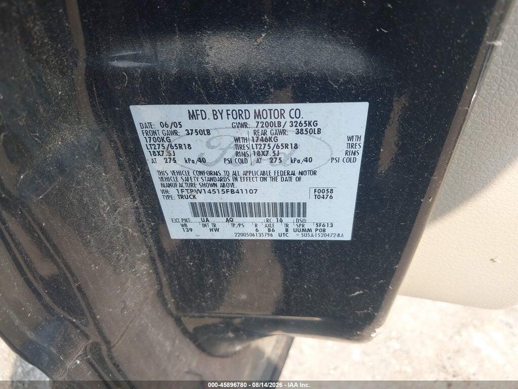1FTPW14515FB41107 2005 FORD F-150 photo no. 9