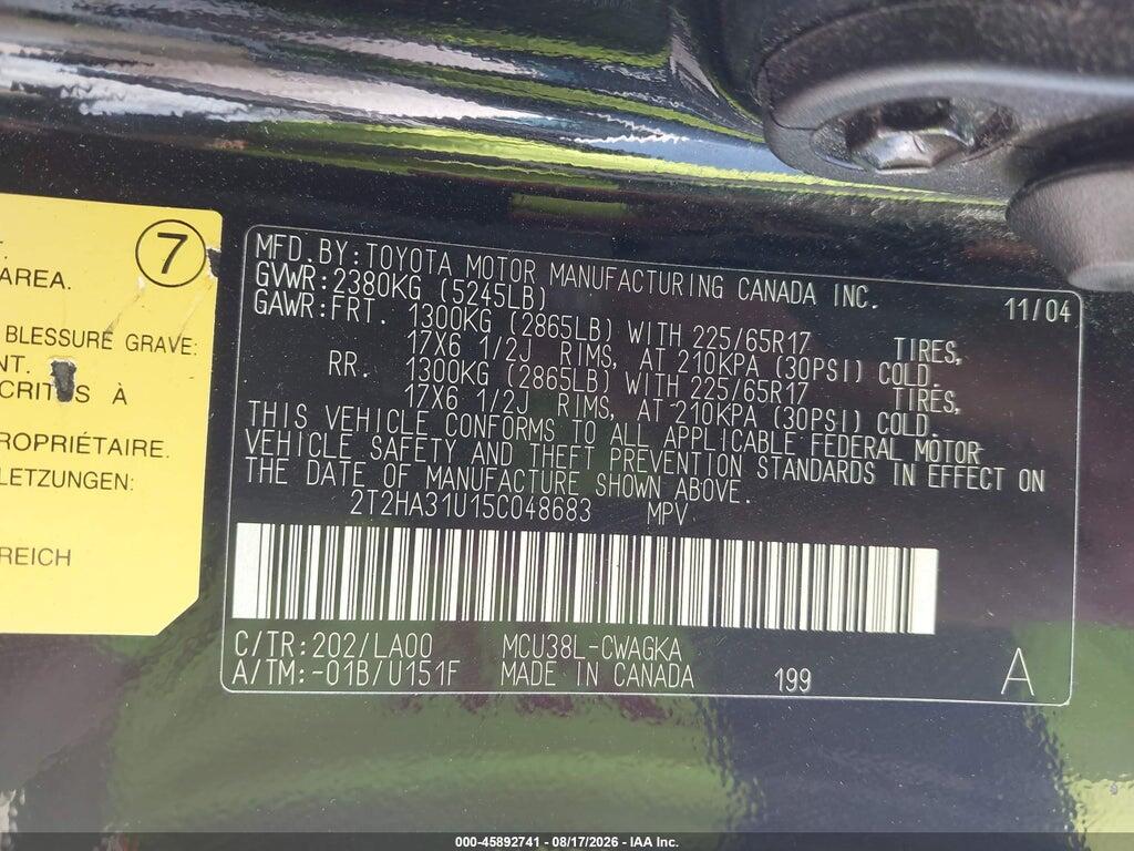 2T2HA31U15C048683 2005 LEXUS RX 330 photo no. 9