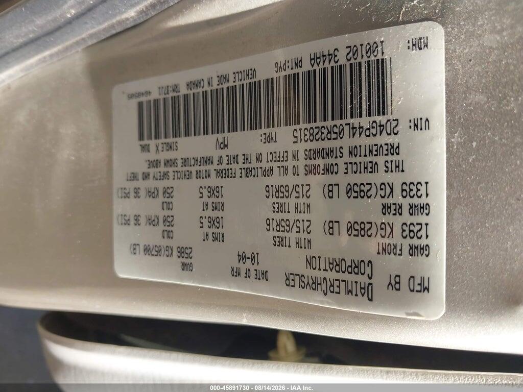 2D4GP44L05R328315 2005 DODGE GRAND CARAVAN photo no. 9