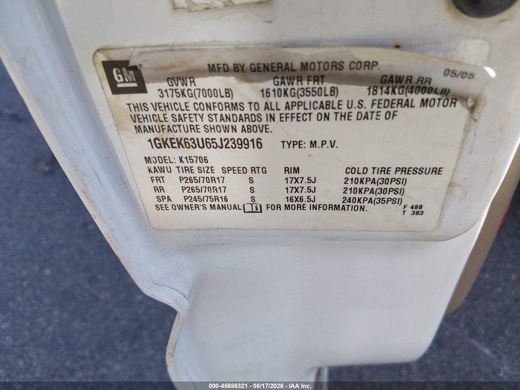 1GKEK63U65J239916 2005 GMC YUKON photo no. 9